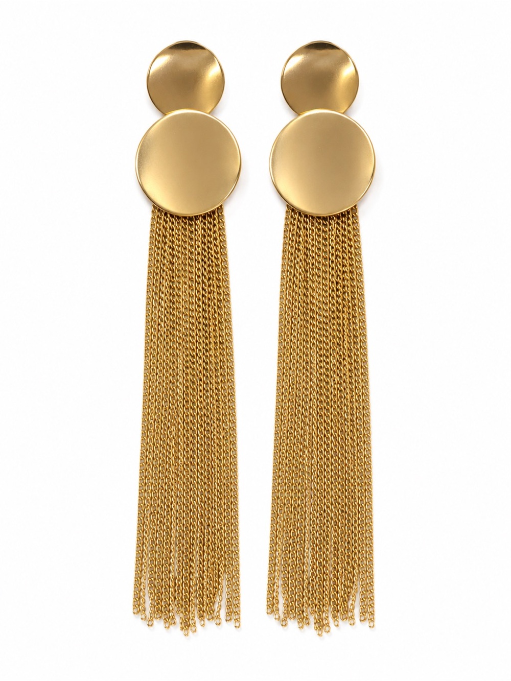 Gold Tassel Drop Earrings - Designer